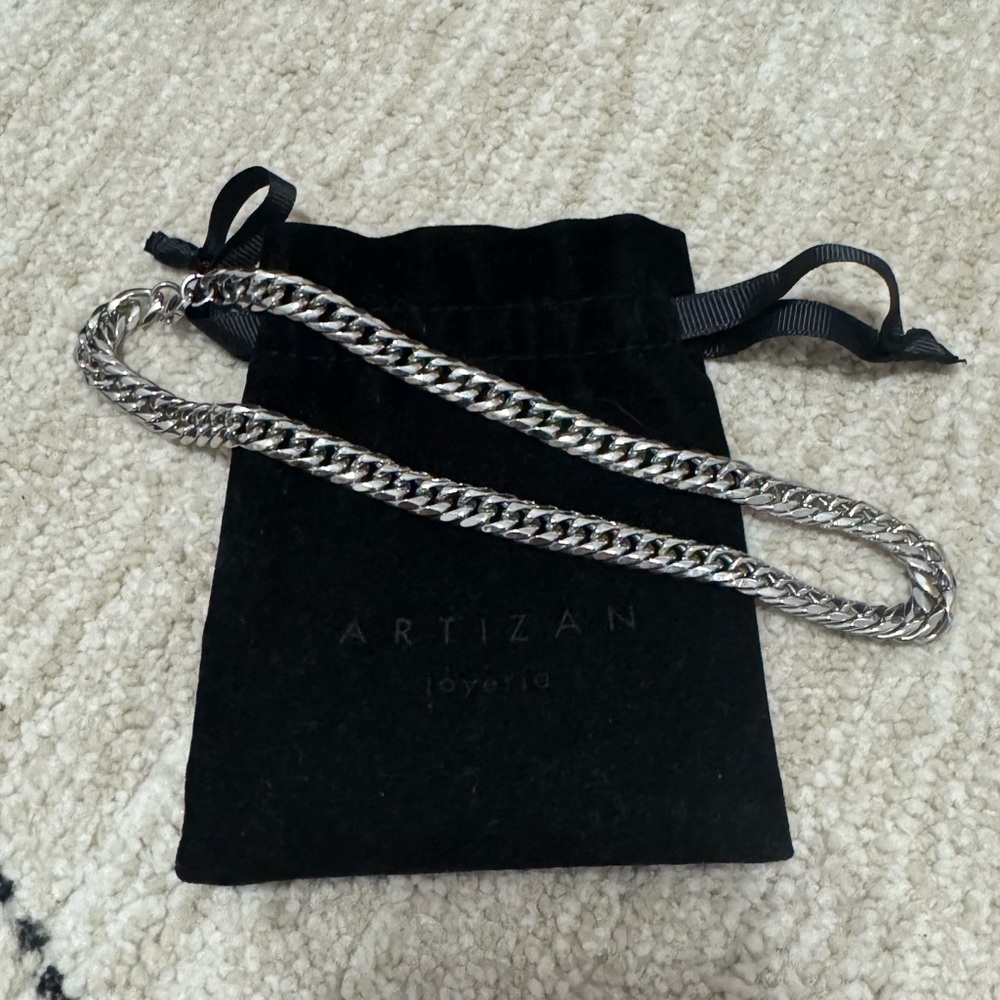 Silver Cuban Link Necklace with Polished Finish